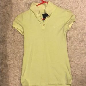 american eagle polo shirt yellow/green XS
